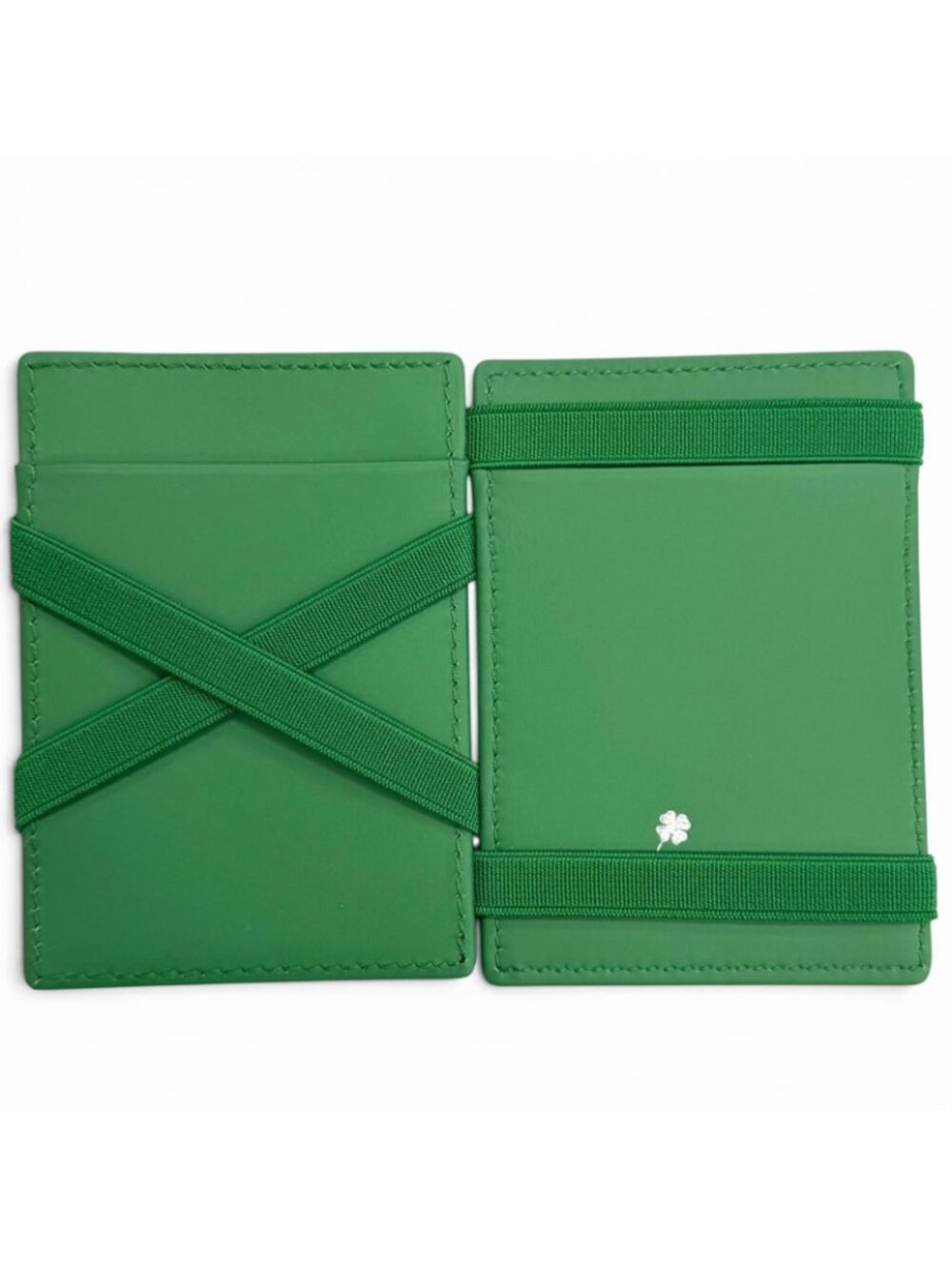 Dior Magic Wallet Calfskin Leather Clover Embossed Bifold Card Case Green - Picture 6 of 11